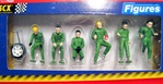 SCX SCX88410 Rally Style Pit Crew - Includes 6 fully painted figures green/yellow/black, rally style tire & wheel